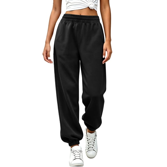 Kilaqueen Women's Jogger Sweatpants Elastic High Waisted Loose Fit Athletic Pants for Lounge, Walking and Everyday Wear