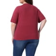 thumbnail image 3 of Agnes Orinda Plus Size Cardigan for Women Button Down Sheer Round Neck Short Sleeve Knitted Sweater 3X Burgundy, 3 of 6