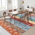 thumbnail image 3 of Garvee 5'x7' Area Rug Vintage Boho Geometric Rug Non Slip Non-Shedding Farmhouse Soft Foldable Accent Rugs, Red/Multi, 3 of 7
