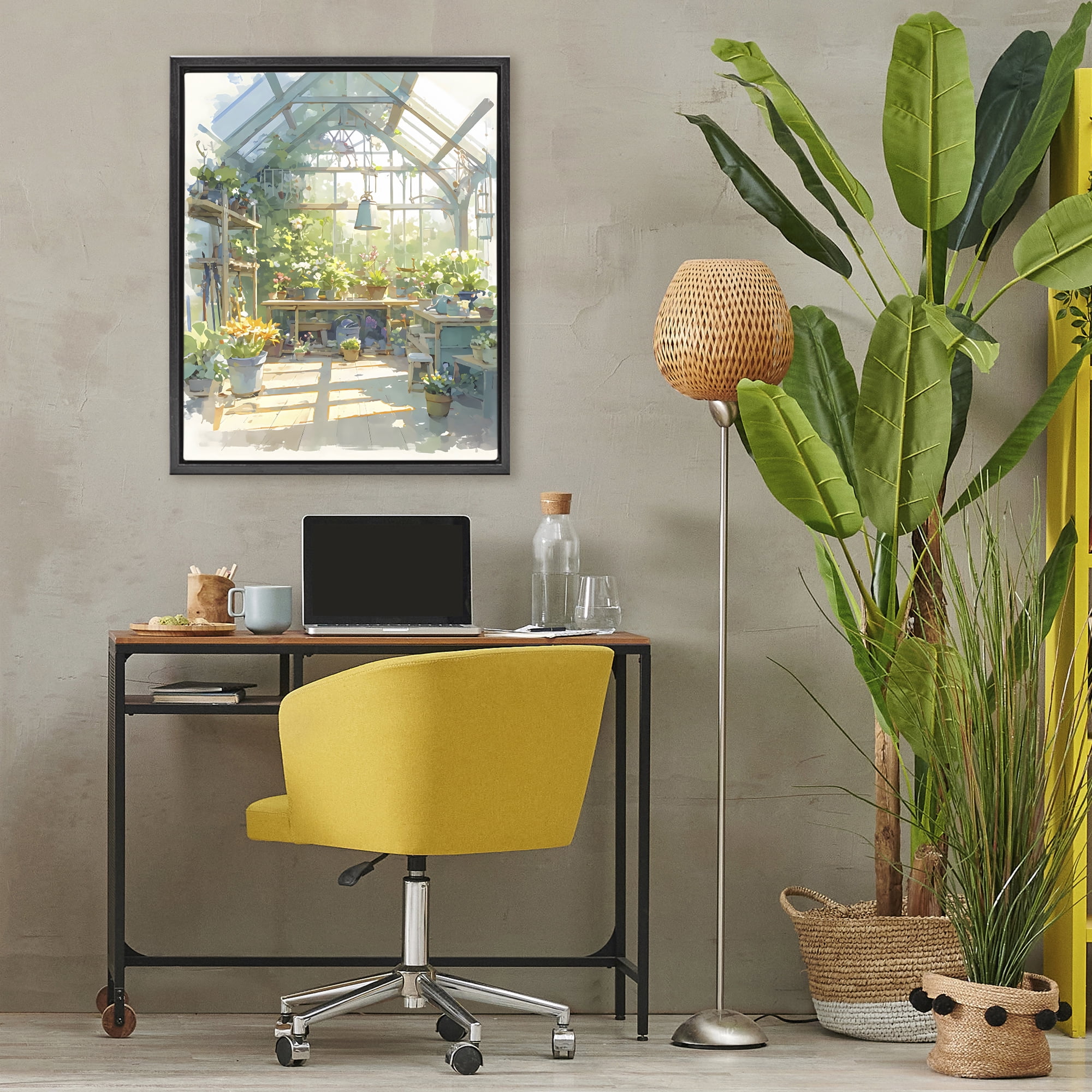 Stupell Industries Sunlit Greenhouse Plant Sanctuary Black Framed Floater Canvas Wall Art, design by Creative Studio