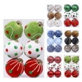 thumbnail image 4 of 3.15 inch, Red White Green Mixed Christmas Ornaments,Shatterproof Wrap Cloth Foam Christmas Ornament Balls for Xmas Christmas Tree Decoration, 6 Count, 4 of 7