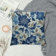 thumbnail image 2 of Creowell Navy Blue Brown Floral Block Print Pillow Covers Vintage Flower Rustic Old Style Modern Patterned Cream Decorative Throw Pillow Cases Outdoor Farmhouse Decor for Sofa Couch Bed 18x18in, 2 of 5