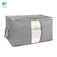 thumbnail image 2 of Deago 3 Pack Foldable Storage Bag, Large Capacity Clothes Organizers with Clear Window, Sturdy Zipper and Reinforced Handle for Comforters, Pillow, Blankets (Gray, 82L), 2 of 7