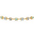 thumbnail image 2 of Gem Stone King 3.06 Ct Mercury Mist Mystic Topaz Sky Blue Topaz 18K Yellow Gold Plated Silver Lab Grown Diamond Tennis Bracelet for Women (Fully Adjustable up to 9 inch), 2 of 3
