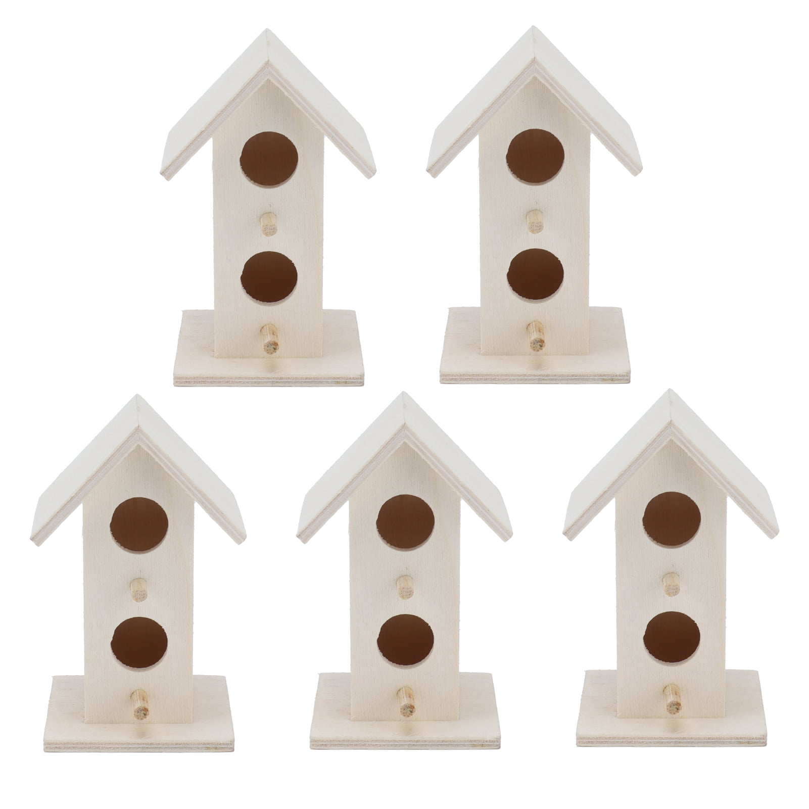 BIMZUC 5Pcs Wood Birdhouse Garden Weatherproof Nesting Bird Cage, 7.48x5.12x3.94 inches / 19x13x10 cm, for Bluebird Finch Chickadee