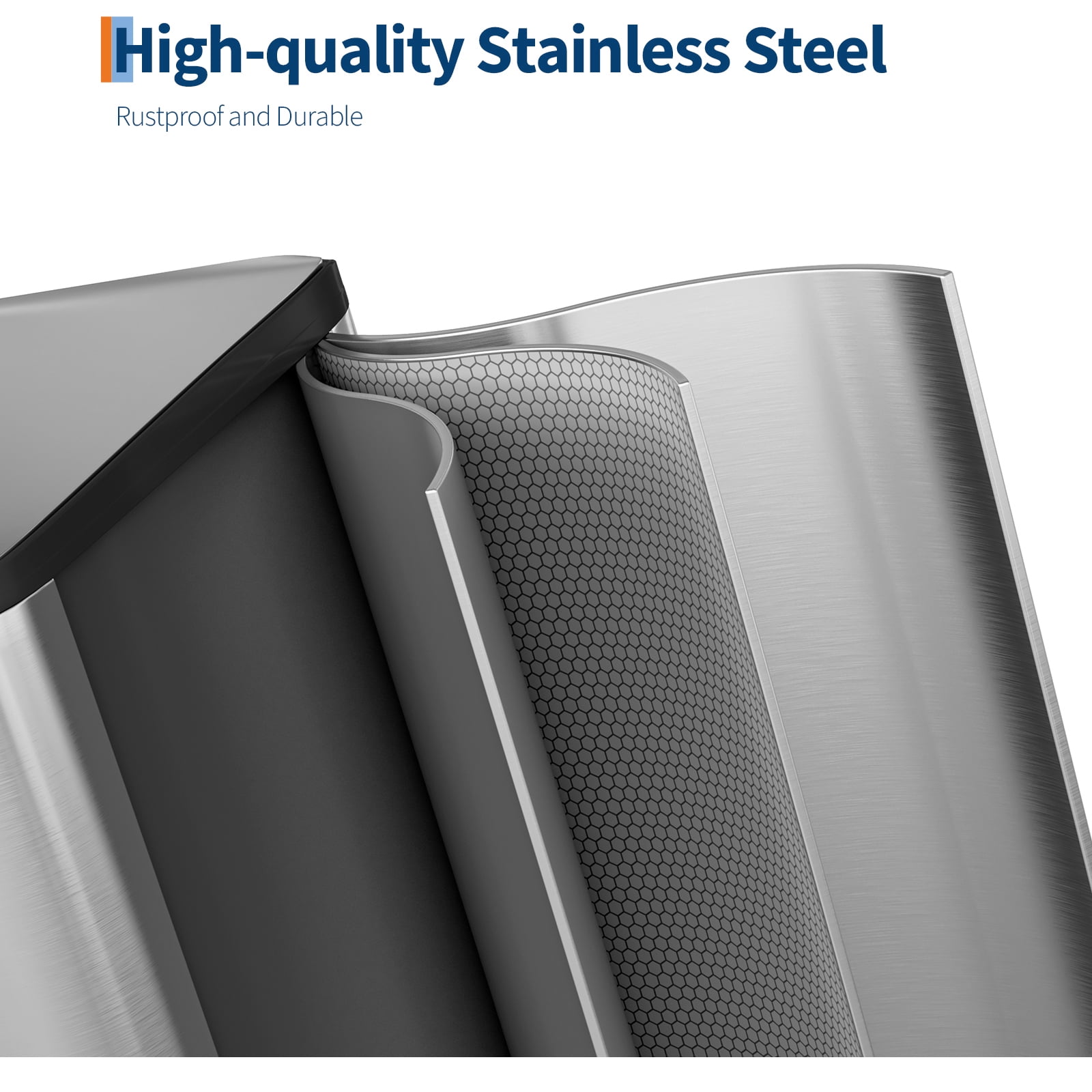 Premium Stainless Steel Dual Compartment Trash Can - 30L/40L Step-on Kitchen Garbage Bin w/Removable Inner Buckets (Silver/Black/Grey)