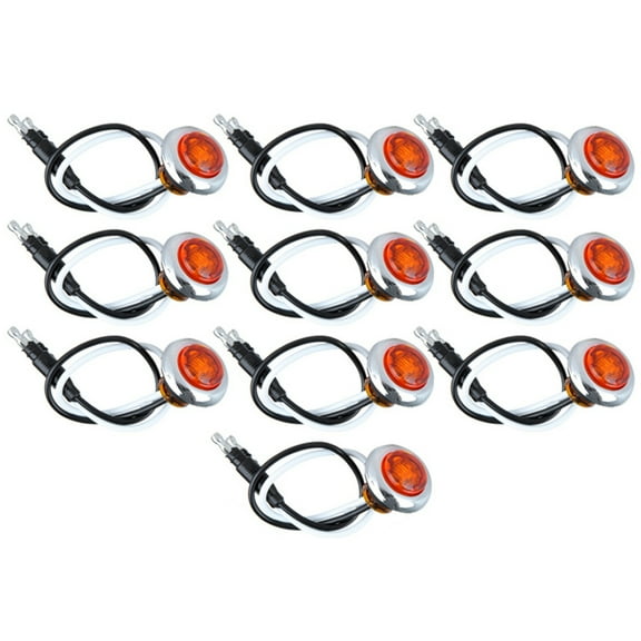 CCIYU 10pcs Amber 3/4 Inch LED Bullet Light Truck Trailer Clearance Lamp Boat SUV ATV Bike Trailer Marine Electroplate Round Side Marker Light