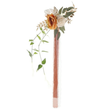 

Artificial Rose Wedding Chair Ornament Pew Chair Flower Decor Outdoor Wedding Aisle Decoration