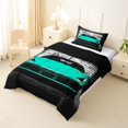 thumbnail image 3 of Castle Fairy Modern Sports Car Twin Comforter Sets 3-Piece for Teens, Garage Gate View Bedding Set for Bedroom, Teal Black,Black Reversible, 3 of 6