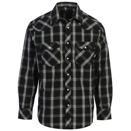 - Gioberti Men's Western Plaid Long Sleeve Shirt with Pearl Snap