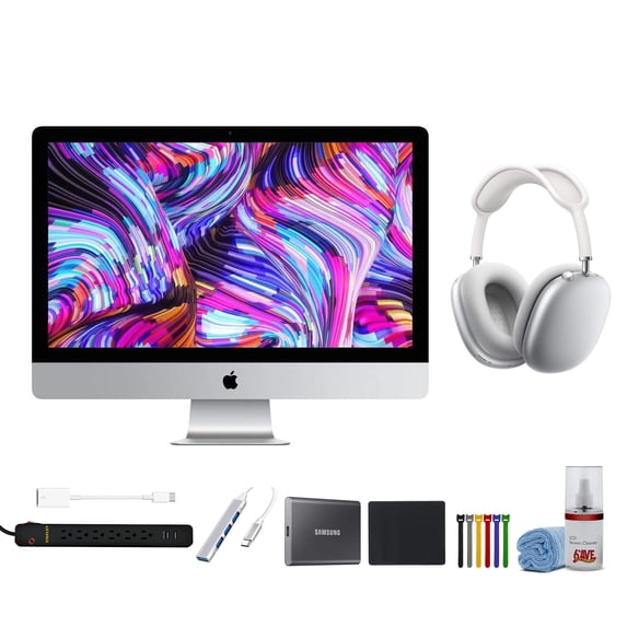 Restored Apple Desktop Computer Grade A 27-inch iMac A2115 2019 MRR12LL/A 3.7 GHz Core i5 + USB Adapter + Cleaning Kit + Mouse Pad + Cable Ties + 1TB External SSD + Airpods Max (Refurbished)
