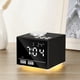 thumbnail image 5 of Radio despertador de 4.2 pulgadas con altavoz Bluetooth, doble reloj de alarma, puerto de carga USB, reproducción AUX TF Card, gran pantalla LED espejo regulable para dormitorio, cocina, escritorio. Levamdar  Regulaciones de EE. UU., 5 of 8