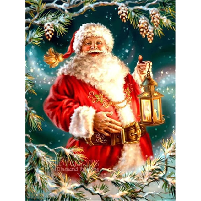 BinXue-pintura de diamantes de cristal de Papá Noel 100%, bordado de diamantes adhesivos para árbol de Navidad, mosaico artesanal hecho a mano, decoración del hogar, regalo