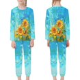 thumbnail image 4 of DISNIMO Blue Retro Sunflower Pjs for Kids Girls Pajamas 7-8 Pjs for Kids Boys 2 Piece Pajama Set Kids Long Sleeve Pajamas Girls Crewneck Lounge Set Kids Sleepwear with Pockets, 4 of 7