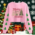 thumbnail image 6 of Pink Christmas Crop Sweatshirt for Women Christmas Tree Graphic Long Sleeve Shirts Xmas Holiday Pullover Tops, 6 of 6
