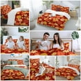 thumbnail image 5 of Thanksgiving 4 Piece Duvet Cover Set Full Size Cartoon Pumpkin Maple Leaf Soft Bedding Set Comforter Cover, 1 Duvet Cover 1 Flat Sheets and 2 Pillowcases, 5 of 9