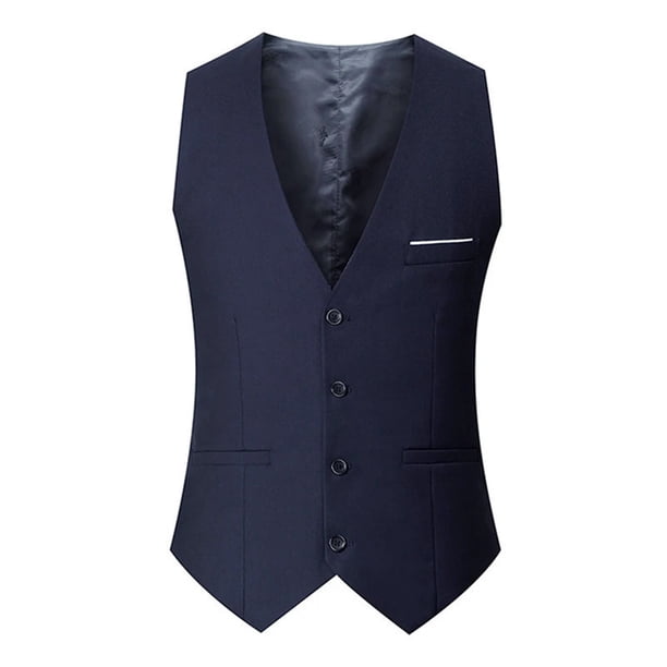 Ceisia Men's Slim V-Neck Single-Breasted Suit Sleeveless Polyester Vest Gift