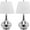 Silver, variant on SAFAVIEH Amy 24 in. White Glass Table Lamp with Off-White Cotton Shade, Set of 2