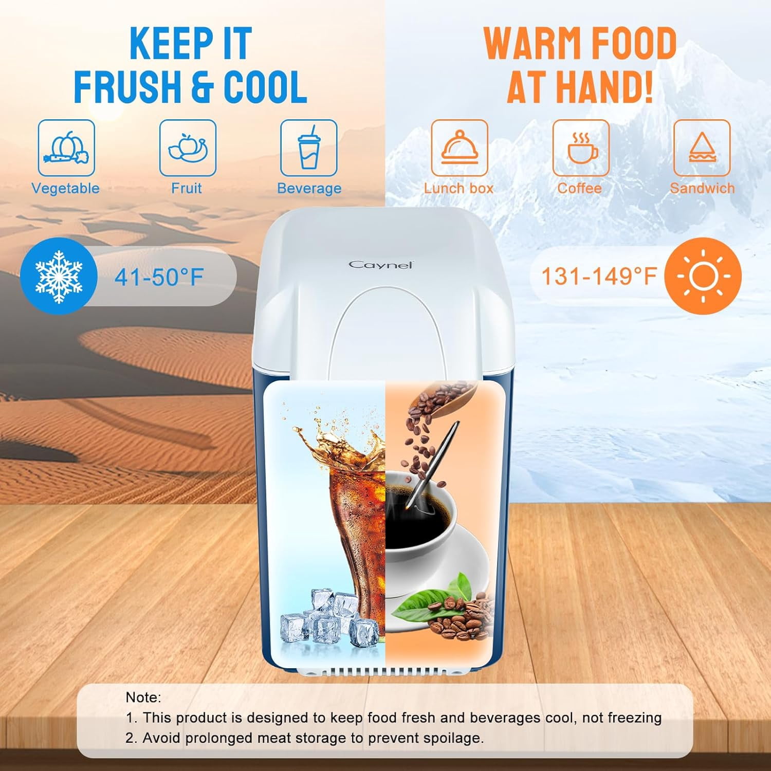 Caynel 12 Volt Car Refrigerator, 7.5L Portable Automotive Refrigerator, Mini Fridge for Camping, Travel, Truck, Home, Blue