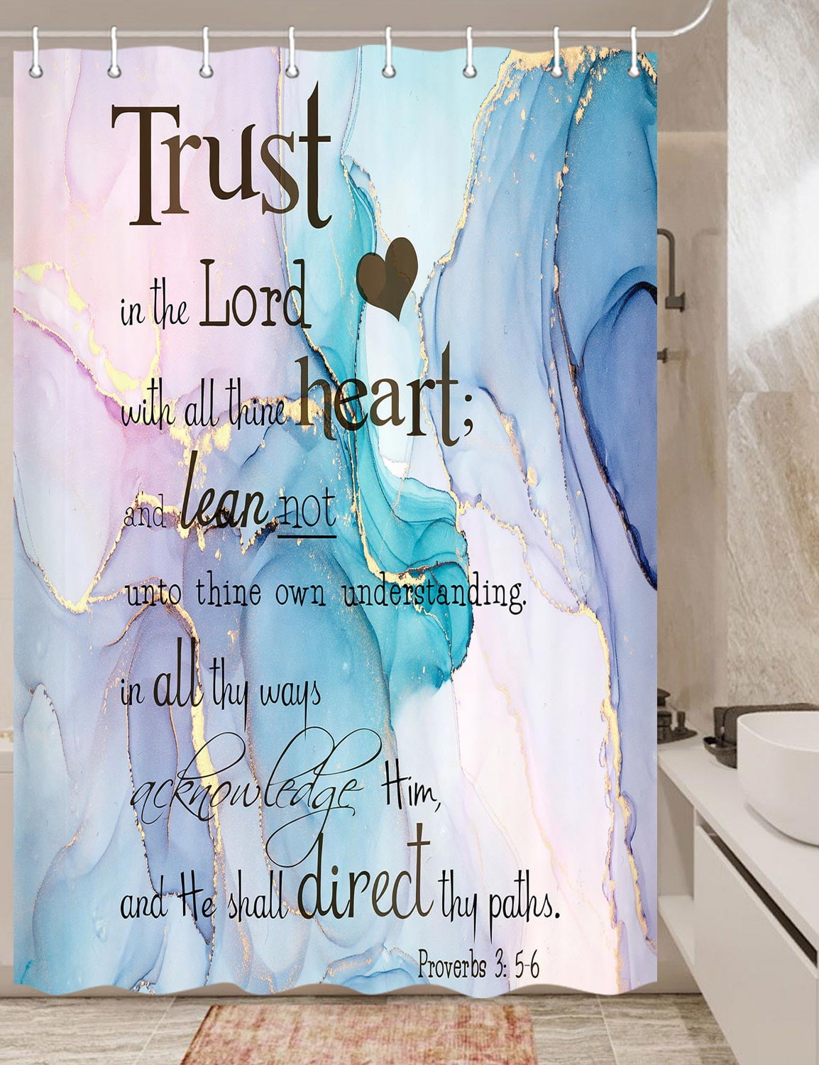 Inspirational Quote Shower Curtain, 47X64 inch, Bible Verse