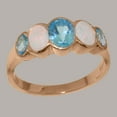 thumbnail image 2 of LBG British Made 10k Rose Gold Natural Blue Topaz & Opal Womens Engagement Ring - 33 size options - Size 9.25, 2 of 6