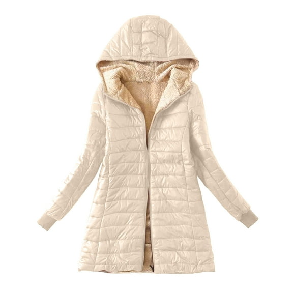 MuZeFu Womens Clothes Clearance under $40.00 Women's Solid Plus Fleece Cotton Jacket Warm Lamb Fleece Top Coat Sweater Coat