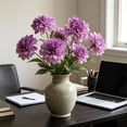 thumbnail image 5 of Gallickan 1pc 3-Head Artificial Dahlia Flower, 25.19in Faux Silk Large Bloom Stem, Realistic Peony for Home Table Wedding Decor, Purple, Style B, 5 of 6