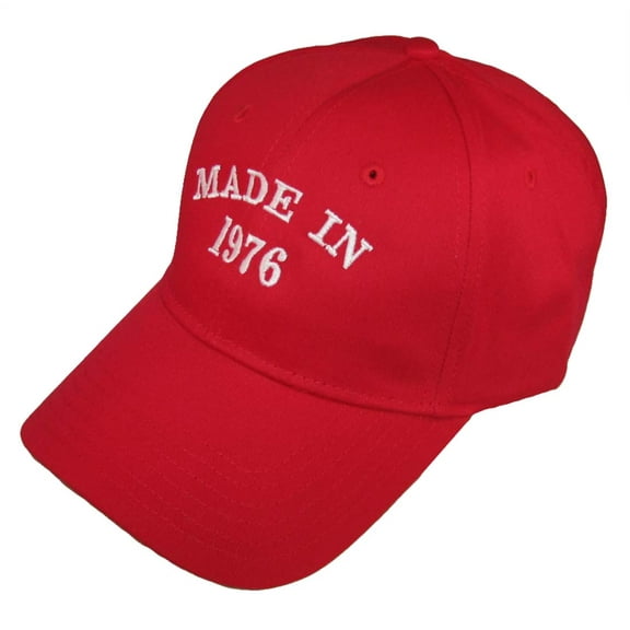 Trenz Shirt Company 40th Birthday Gift 'Made in 1976' White Embroidery Adjustable Fastening Strap Back Hat-Red