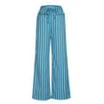 thumbnail image 5 of Itsame Comfortable Loose Pants for Womens Pocket Stripe High Waisted Wide Leg Sweatpants Blue Size M, 5 of 8