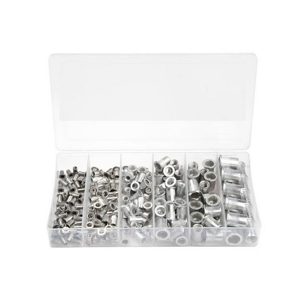 Goriertaly 165 Pieces Flat Head Rivets Nut Rivnuts Threaded Nutserts ...