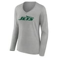 thumbnail image 2 of Women's Gray New York Jets Primary Logo Long Sleeve V-Neck T-Shirt, 2 of 3