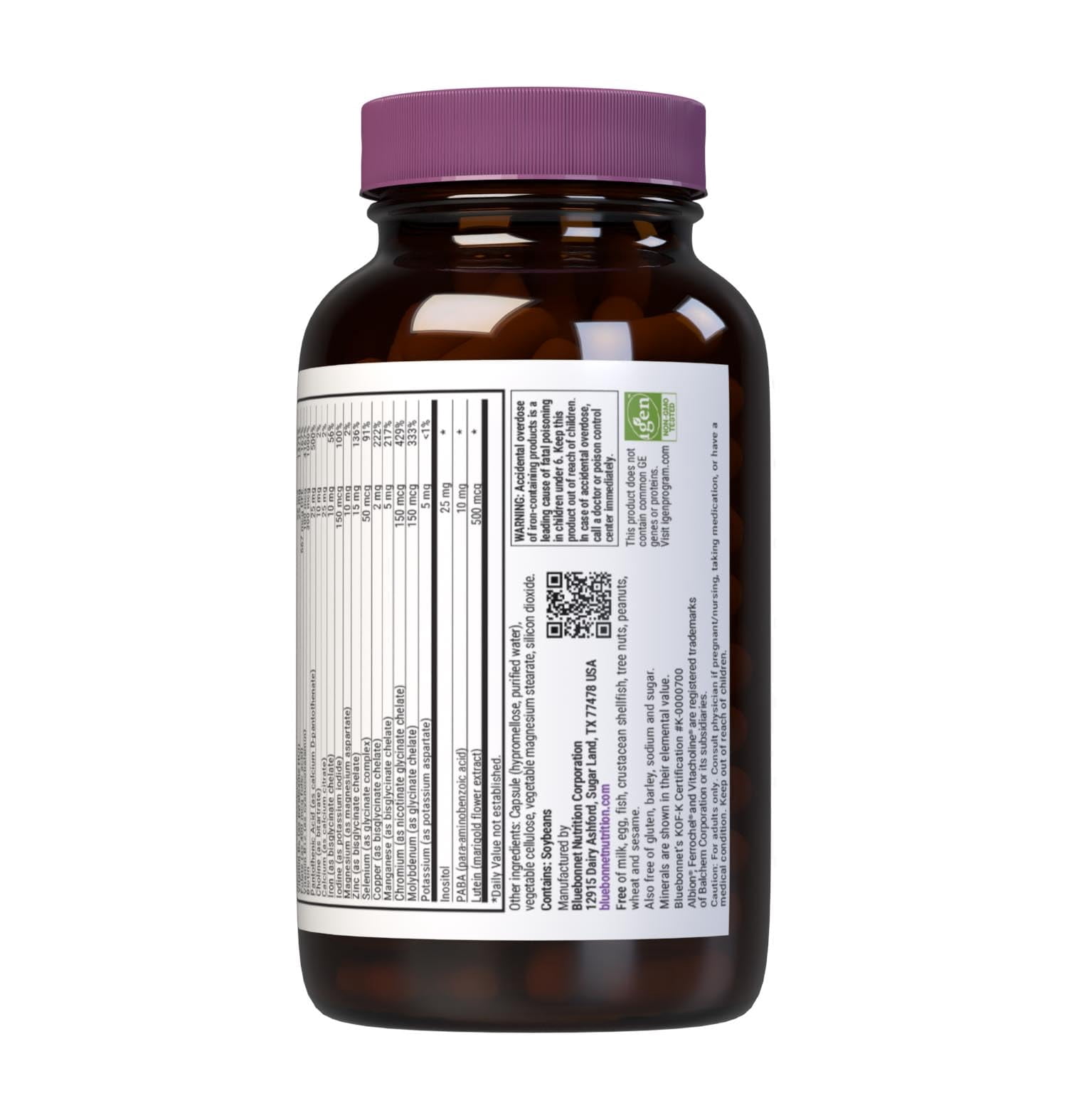 Bluebonnet Multi One (With Iron) Complete Full Spectrum Multiple Vitamin, 120 Days