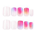 thumbnail image 5 of Uñas postizas Sunset Ombre con degradado rosa y naranja, cortas, cuadradas, reutilizables, de gel brillante., 5 of 5