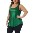 thumbnail image 4 of Agnes Orinda Women's Plus Size Metallic Tank Tops Party Glitter Camisole Sleeveless Square Neck Sparkly Tee Blouse 4X Dark Green, 4 of 6