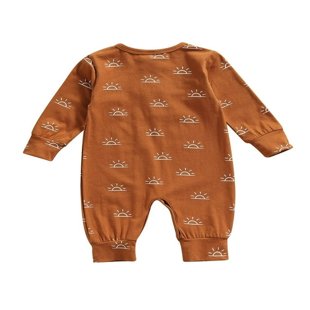 Baby Romper Kids Sun Print Neck Long Sleeve Jumpsuit Playsuits