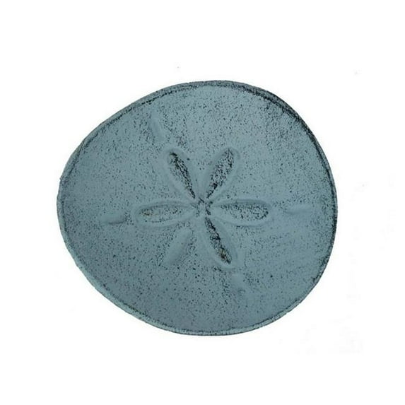 Handcrafted Decor K-012-dark blue Dark Blue Whitewashed Cast Iron Sand Dollar Decorative Plate, 6 in.