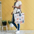 thumbnail image 4 of FORMRS Womens Canvas Tote Bag with Zipper Inner Pocket Shoulder Handbag, Gray Cartoon Houses, 4 of 7