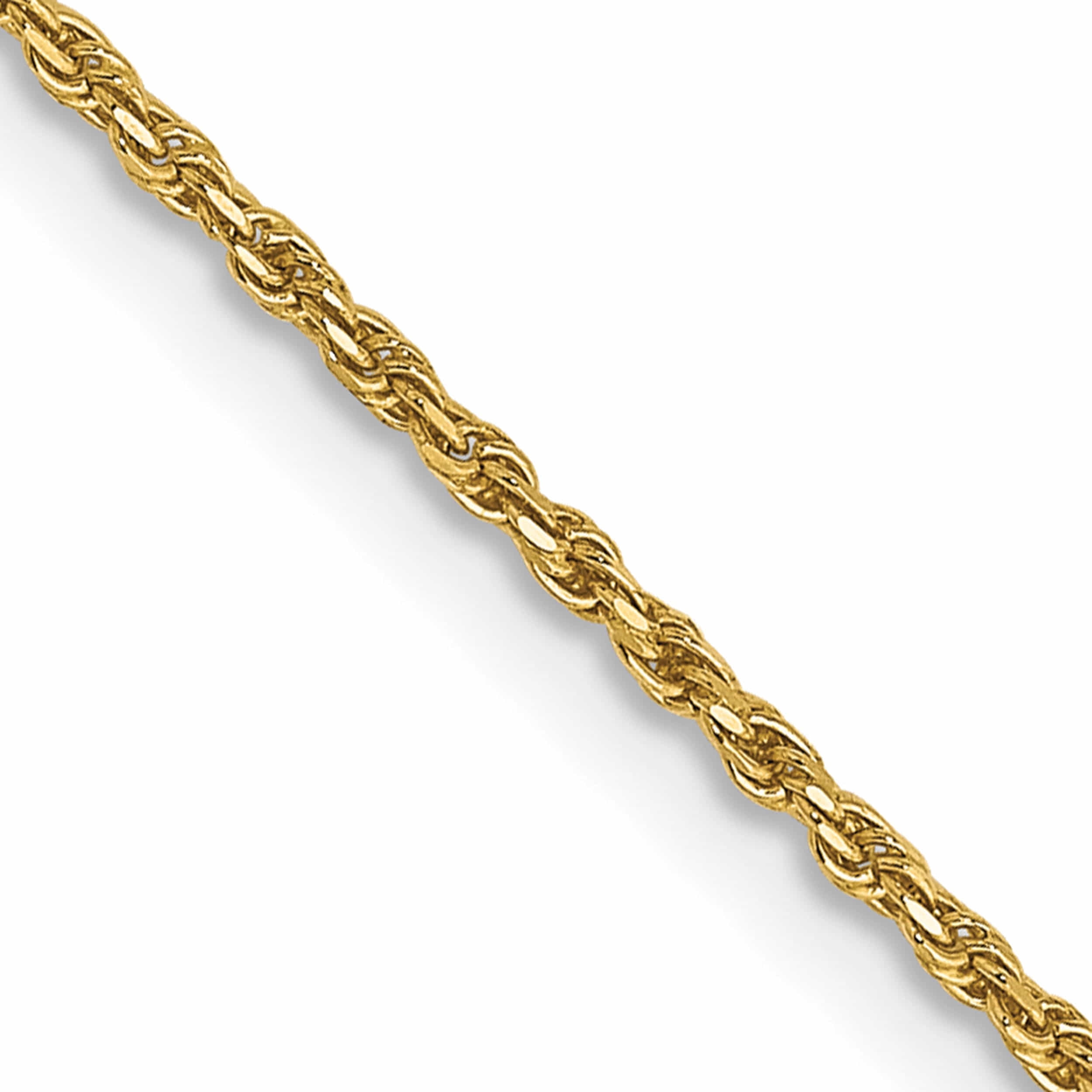 14K Yellow Gold 1.15mm Machine-Made Rope Chain Anklet 10 IN