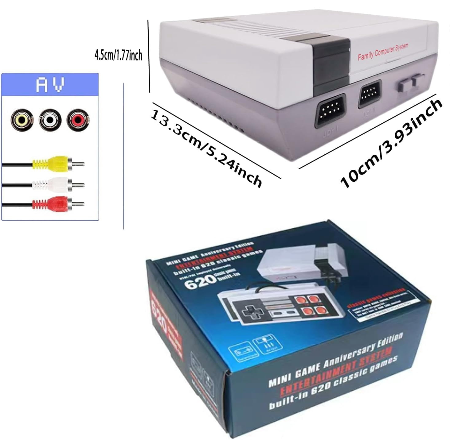 Retro Machines Built in 620 Video and 2 Controllers, Mini Video Controllers Plug and Play TV with AV Output, 8-Bit Video System, Children's Gift