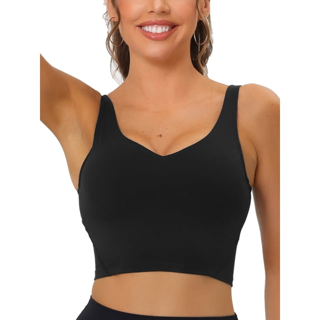 SOSTEN CHIC Sujetador Deportivo para Mujeres, Top de Yoga sin Aros y con Almohadillas, Soporte Medio, Color Negro