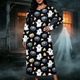 thumbnail image 4 of SELONE Plus Size Nightgowns for Women Long Long Sleeve Sleepshirt Ghost Pumpkin Sleep Dress Halloween House Dress, 4 of 8