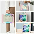 thumbnail image 3 of SaniMore for iPad Mini 6th Generation 8.3" 2021 Case, PC & Silicone Cover with Pencil Holder & 360° Rotating Hand Grip & Ring Kickstand Screen Protector Shockproof Protective Shell, Colorful Pink, 3 of 7