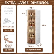 ANTBOX Portable Shoe Organizer with Clear Magnetic Doors for Entryway, Closet, Sneaker Box 6 Layers 6 Grids