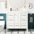 thumbnail image 2 of White Bathroom Vanity With Resin Sink - Solid Wood 5 Drawers & Pleasant Inner Ambiance 36' Storage 36'' Versatile Function Easy Install, 2 of 7