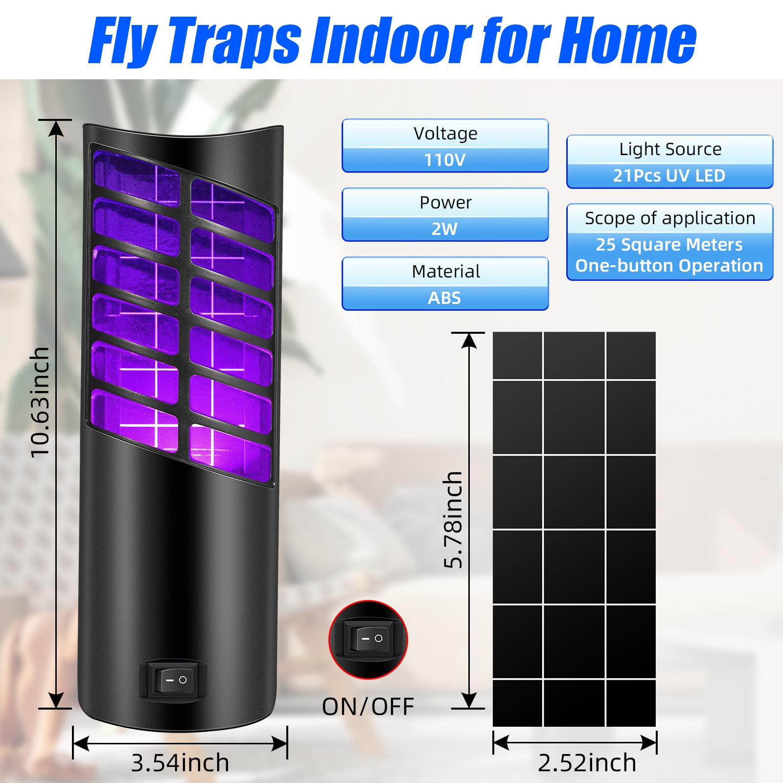 Flying Insect Trap Plug in Indoor Bug Zapper with 21 Purple Light Beads for Mosquito Moth Fruit Fly Gnat, Professional Home Flying Insect Killer Catcher, Safe for Kids & Pets (2 Devices+20 Refills)
