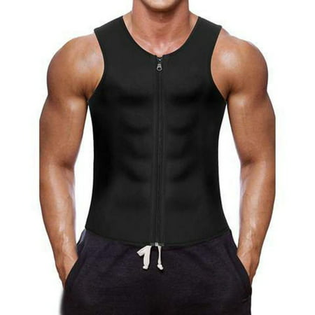 Men's Neoprene Sauna Sweat Suits,Zipper Closure Tank Top Shirt for Weight Loss,Waist Trainer Vest Slim Belt Workout
