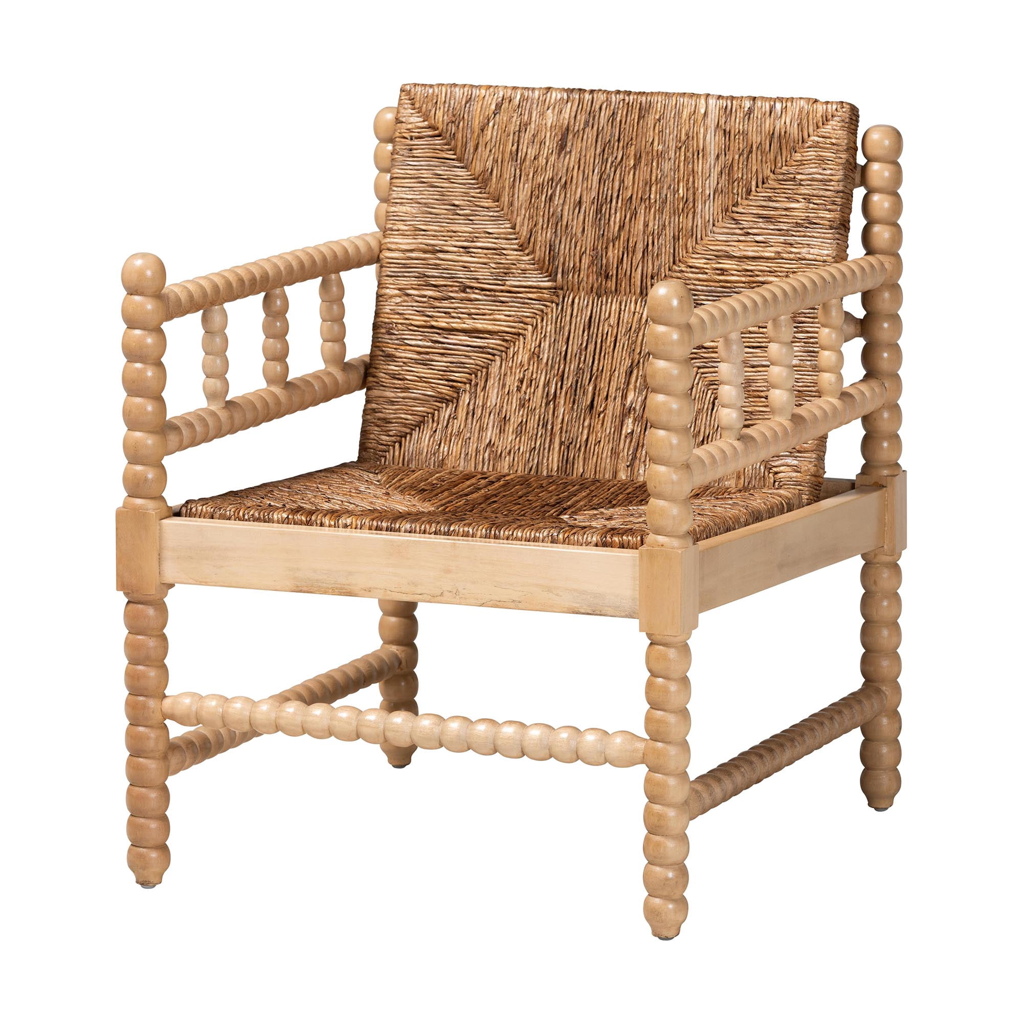 bali & pari Dolores Transitional Armchair, 16.9" H Seat Height, Natural Brown