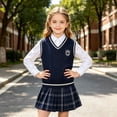 thumbnail image 6 of SGFCWSX Kids Boys Sweater Vest, V-Neck Cable Knit with Badge Embroidered Sleeveless Knitwear for Back-to-School Casual Wear Navy Size 3T, 6 of 8