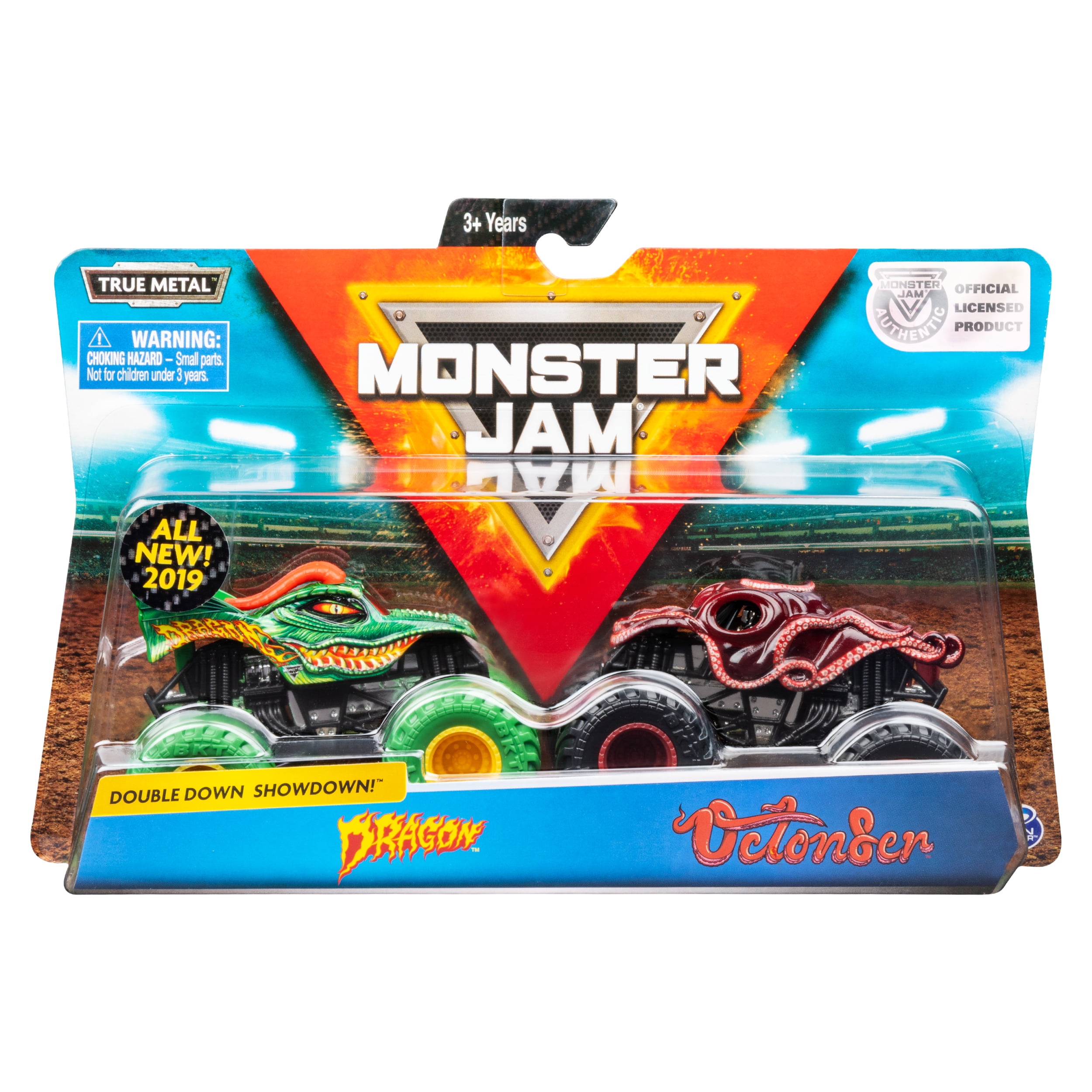 Monster Jam Official Dragon Vs. Octon8er Die Cast Monster Trucks 1:64  Scale, 2 Pack Vehicle Playset