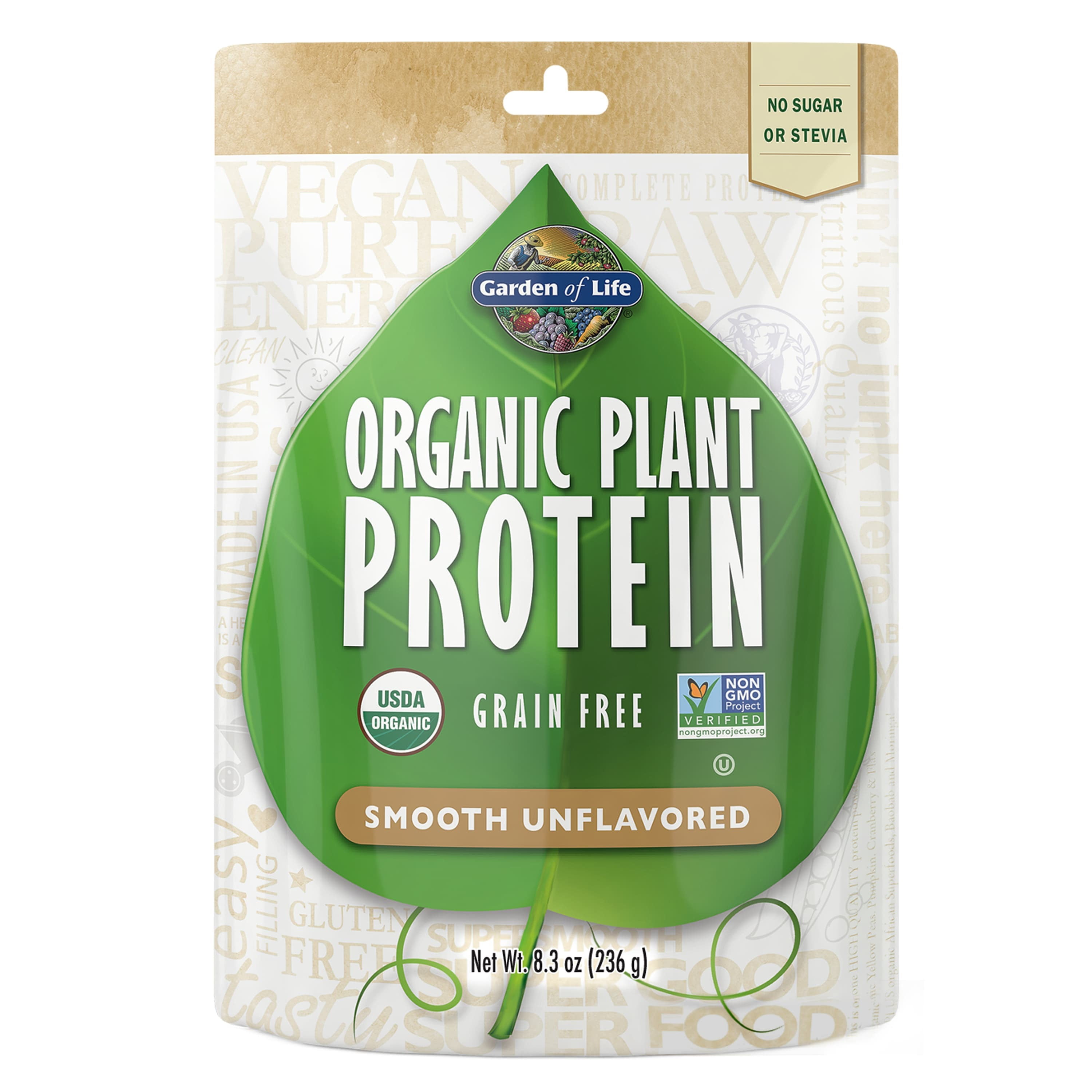 Garden of Life Organic Plant Protein Powder, Unflavored, 8.3 Oz